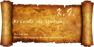 Krizsány Ibolya névjegykártya